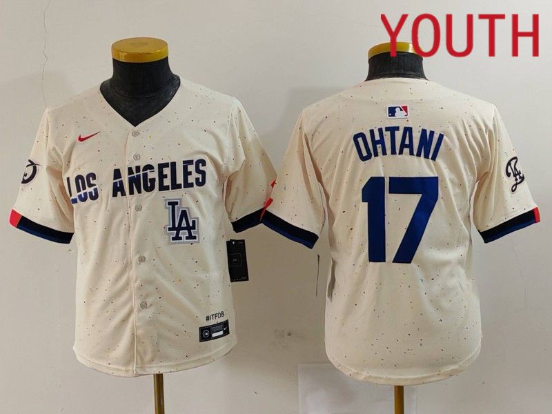 Youth Los Angeles Dodgers #17 Ohtani Cream Fashion Nike Game MLB Jersey style 7019->youth mlb jersey->Youth Jersey